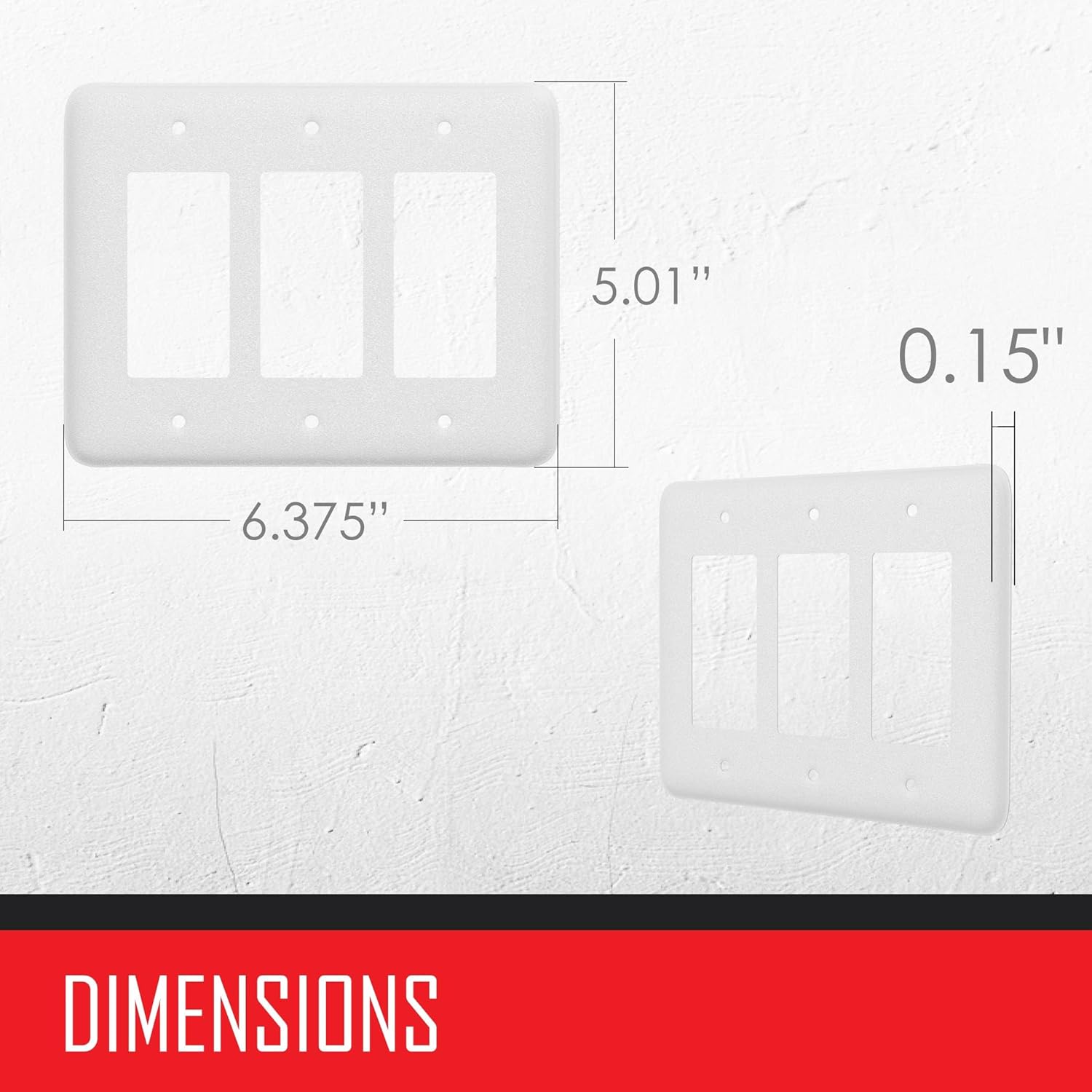 TayMac WRTW-RRR 3-Gang White Textured Metal Maxi 3-Decorator Wall Plate, Outlet Cover Wall Plate with Screws, Electrical Outlet Cover Plate for 3 Devices - Image 3