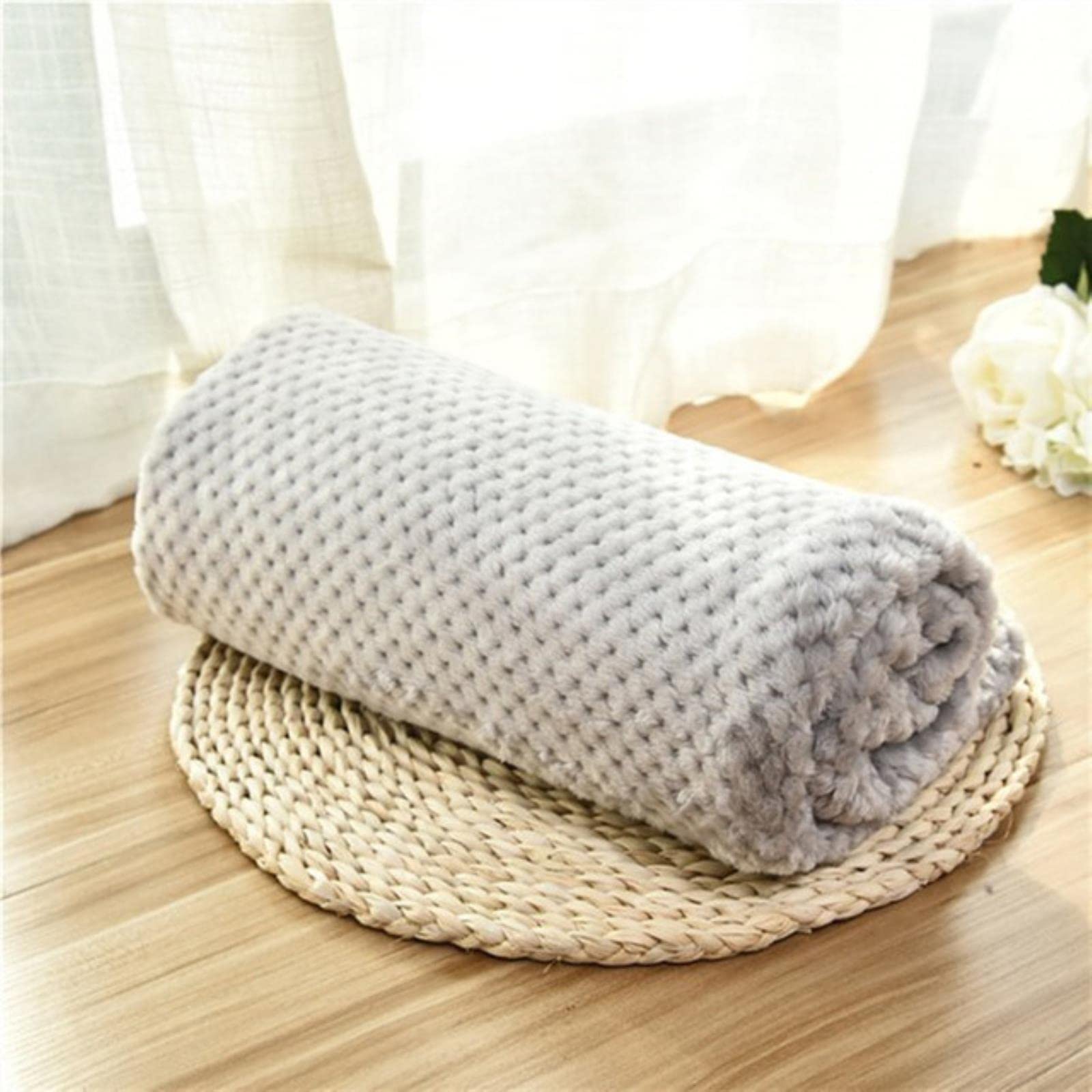 Couverture pour chien doux matelas peluche chat chaud tapis lit dodo gris 60x40