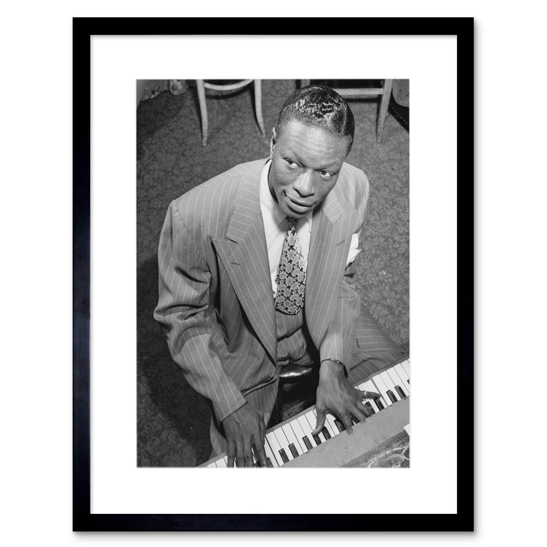 Wee Blue Coo Vintage Portrait Legendary Musician Nat King Cole Framed Wall Art Print
