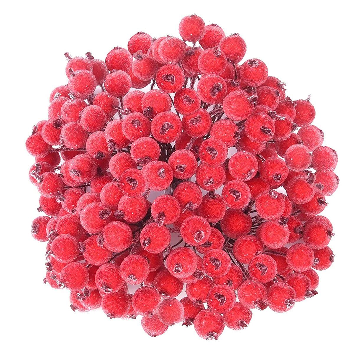 320 Pezzi Bacche di Frutta Artificiale di Natale Bacche Rosse Decorazione Mini Bacche di Agrifoglio Glassato Natale glassate artificiali stelo cablato fiore di schiuma finta bacca frutta decorazione
