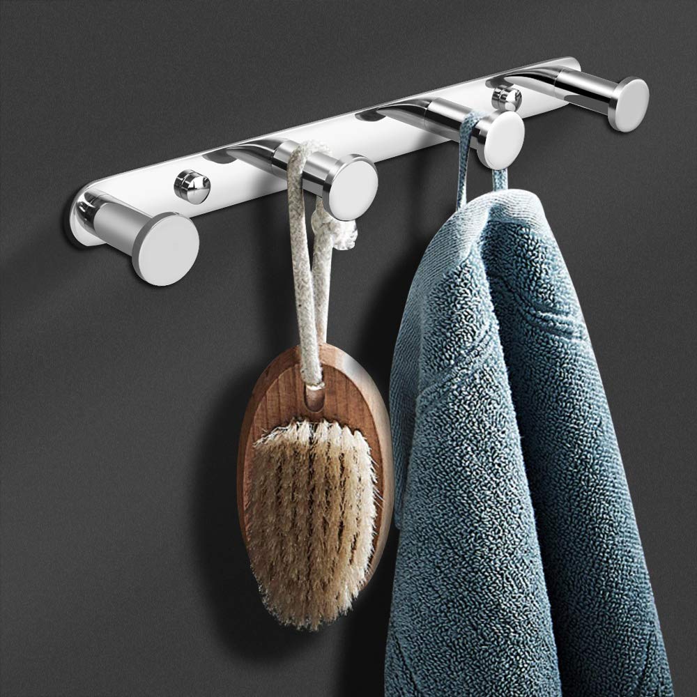 4 Gancio Asciugamani Muro Adesivo in acciaio inossidabile cromato porta della cucina ganci accappatoio Gancio Appendiabiti Gancio Bagno da Parete