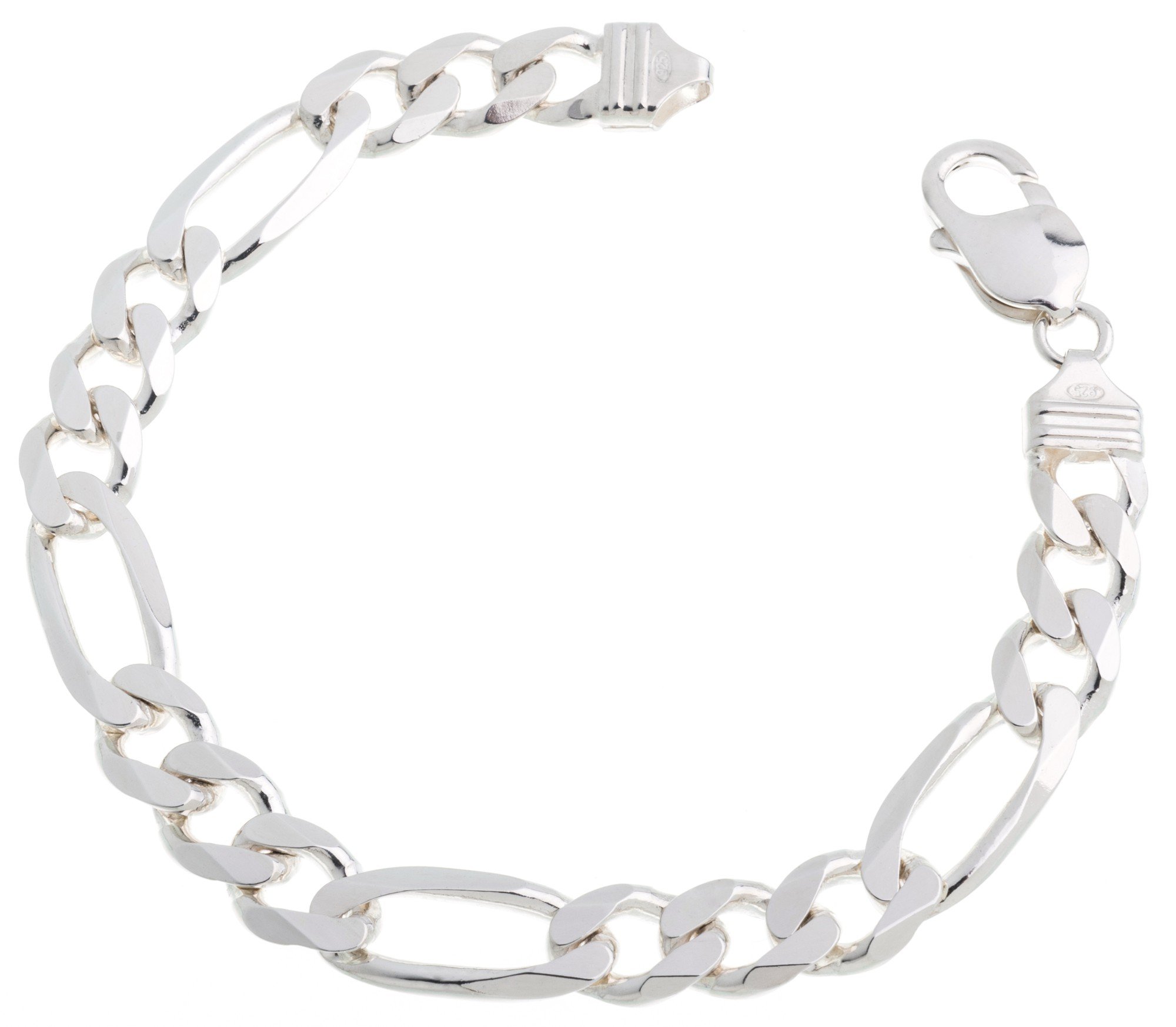 Massives Figarokette Armband 9mm Breite - 925 Silber, Länge wählbar 16-25cm …