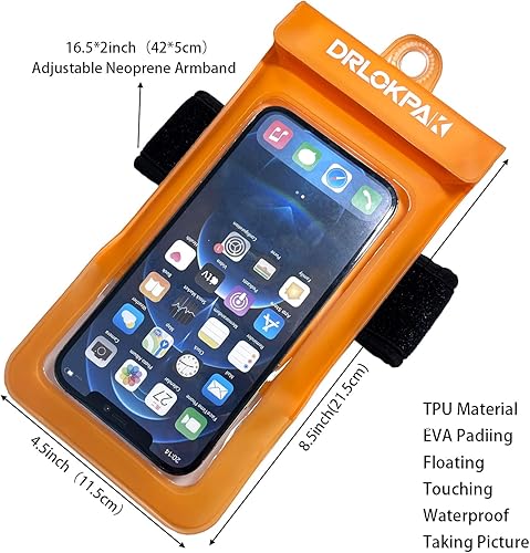 Miniatura 2 de DRLOKPAK Funda impermeable para teléfono, brazalete para surf, bolsa seca flotante impermeable para iPhone 15 14 13 12 Pro Max XS Plus Se Galaxy S23