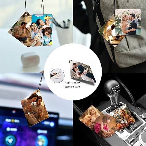 Miniatura 3 de Ambientador personalizado para ambientadores de coche personalizados con imágenes, accesorios de coche para hombres, novios, familia, regalos
