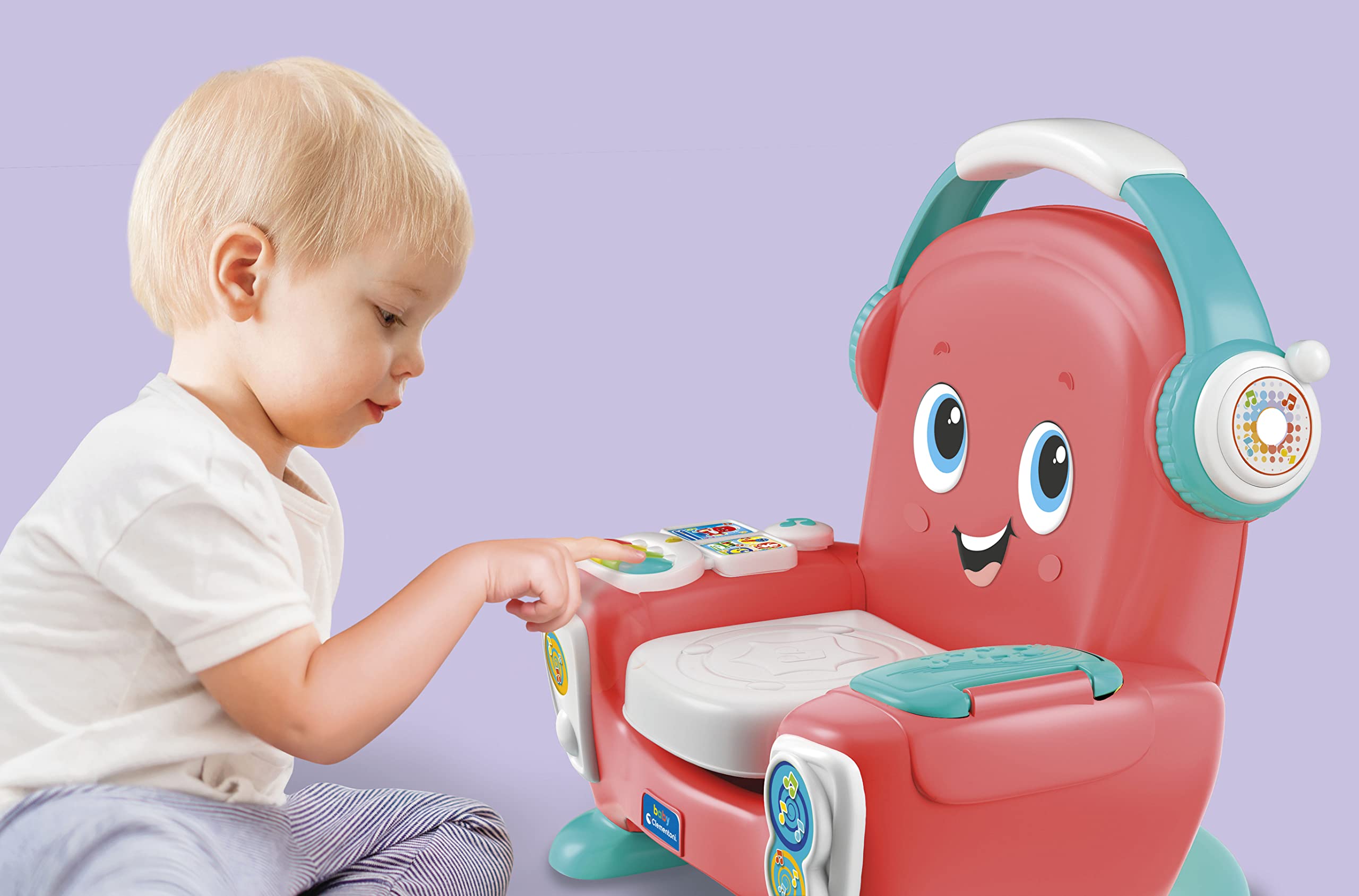 Baby Clementoni - Poltroncina Canta Suona e Balla, Poltrona Interattiva Parlante Bambini 12-36 Mesi, Gioco Educativo con Luci e Canzoni, Stimola Sviluppo Cognitivo e Motorio, Lingua Italiana, 17754