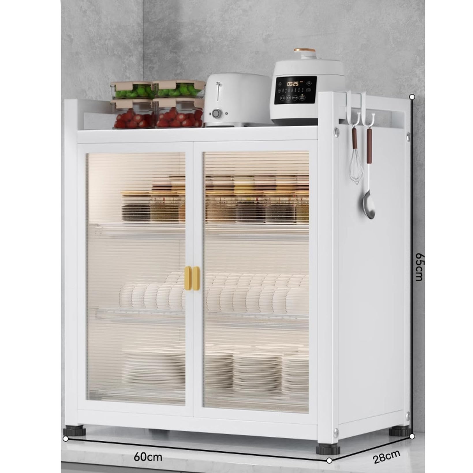 Amazon｜MJKQ9 食器棚 ミニ 卓上 鉄製 キッチンキャビネット カップ