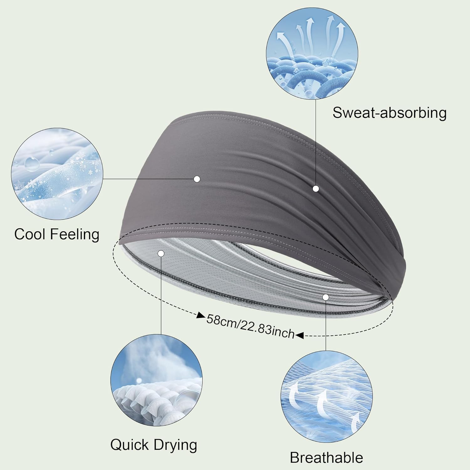 Qearl Sports Headbands for Men, Moisture Wicking Sweatbands for Women, Running Headband for Running,Cycling,Football,Yoga - Image 4