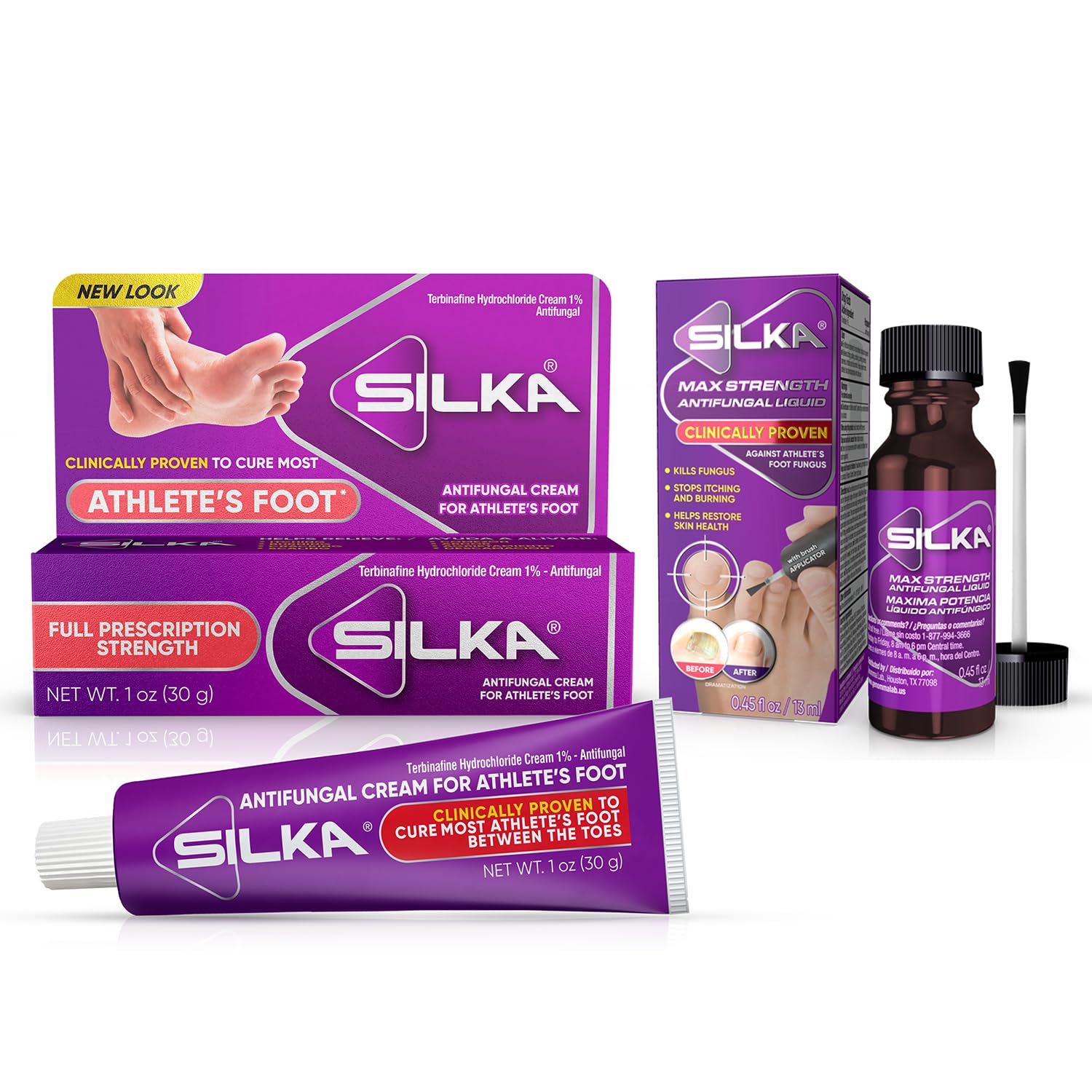 Sponsored Ad - Silka Max Strength Antifungal Liquid & Cream Set - Powerful Relief for Toenail Fungus, Athlete's Foot, and Ringworm, Itch and Burn Relief