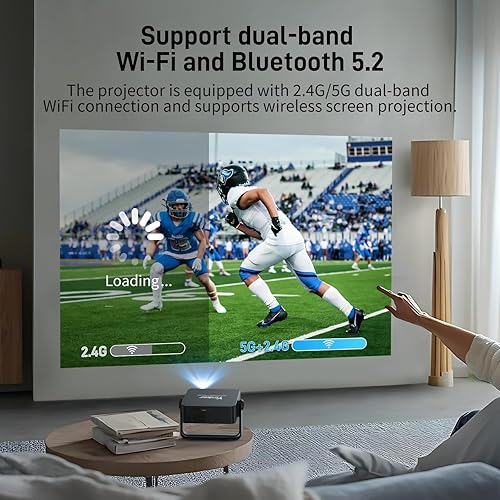 Miniatura 3 de Keystone automático y enfoque eléctrico Mini proyector Yinker con WiFi de doble banda y Bluetooth, proyector portátil inteligente con soporte