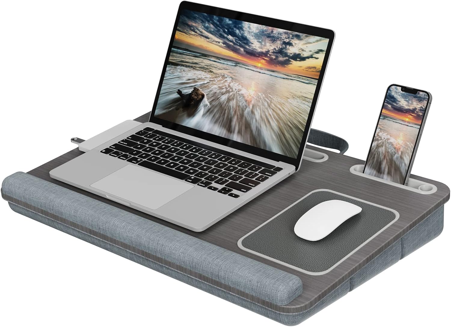 Kamelshopping Laptop Tablett Gepolstertes Knietablett Mit Kissen, Bezug Aus Baumwolle, Holzrahmen Und Bild-Motiv, Ideal Als Laptoptablett