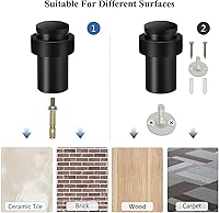 Vista 5 de KOLAKO Tope de puerta de piso, topes de puerta para parte inferior de la puerta, 2.5 pulgadas, resistente, moderno, alto, protector de pared de goma