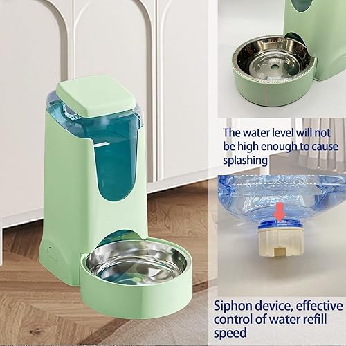 Miniatura 4 de Alimentador automático por gravedad para perros, 2.8 L, dispensador de agua y comida de 4 litros con cuenco de acero inoxidable para cachorros