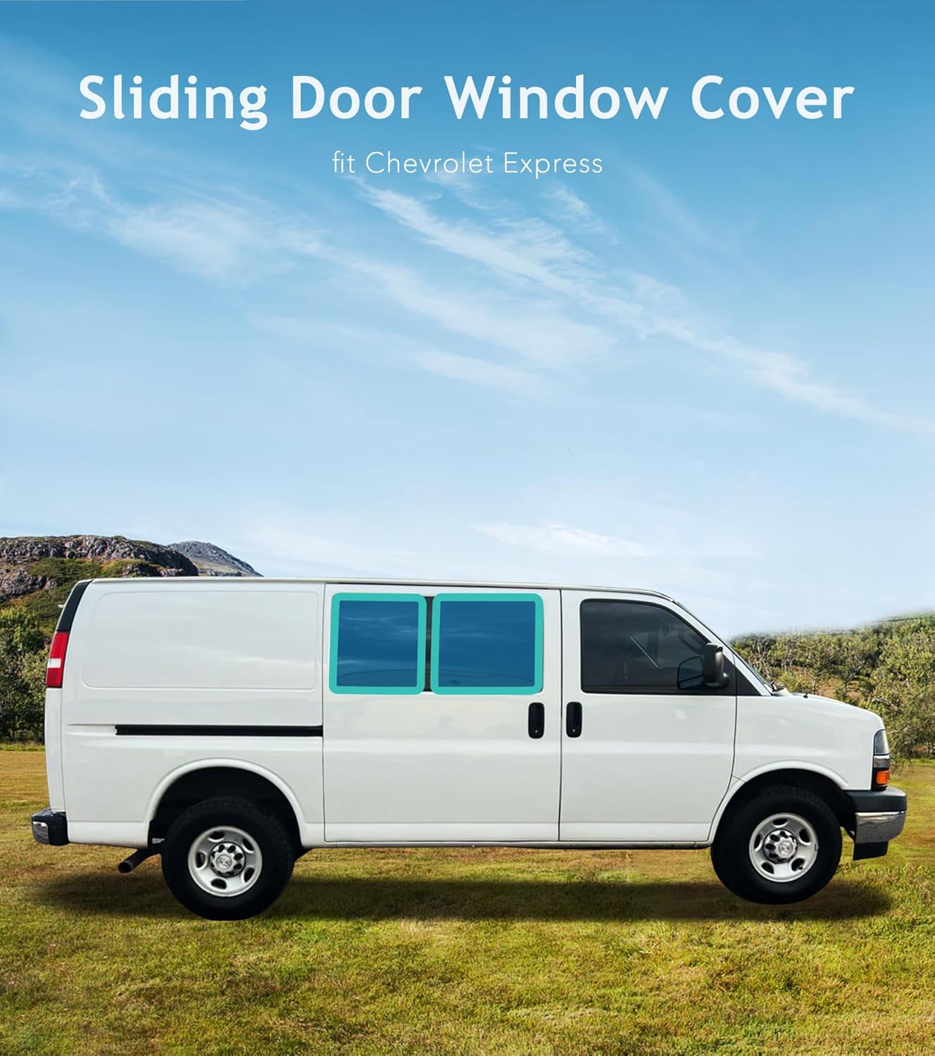 Extra-Thick Sliding Door Window Cover for Chevy Express/Gmc Savana Van, Magnetic Insulated Blackout Window Sunshade, Foldable Design, AllSeasonGuard Pro