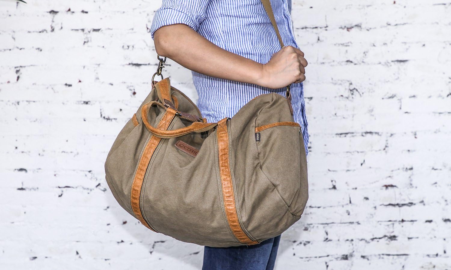 Gootium Duffle Bag - Canvas Travel Duffel Weekender Shoulder Bags Gym Tote, 28L, Army Green - Image 4