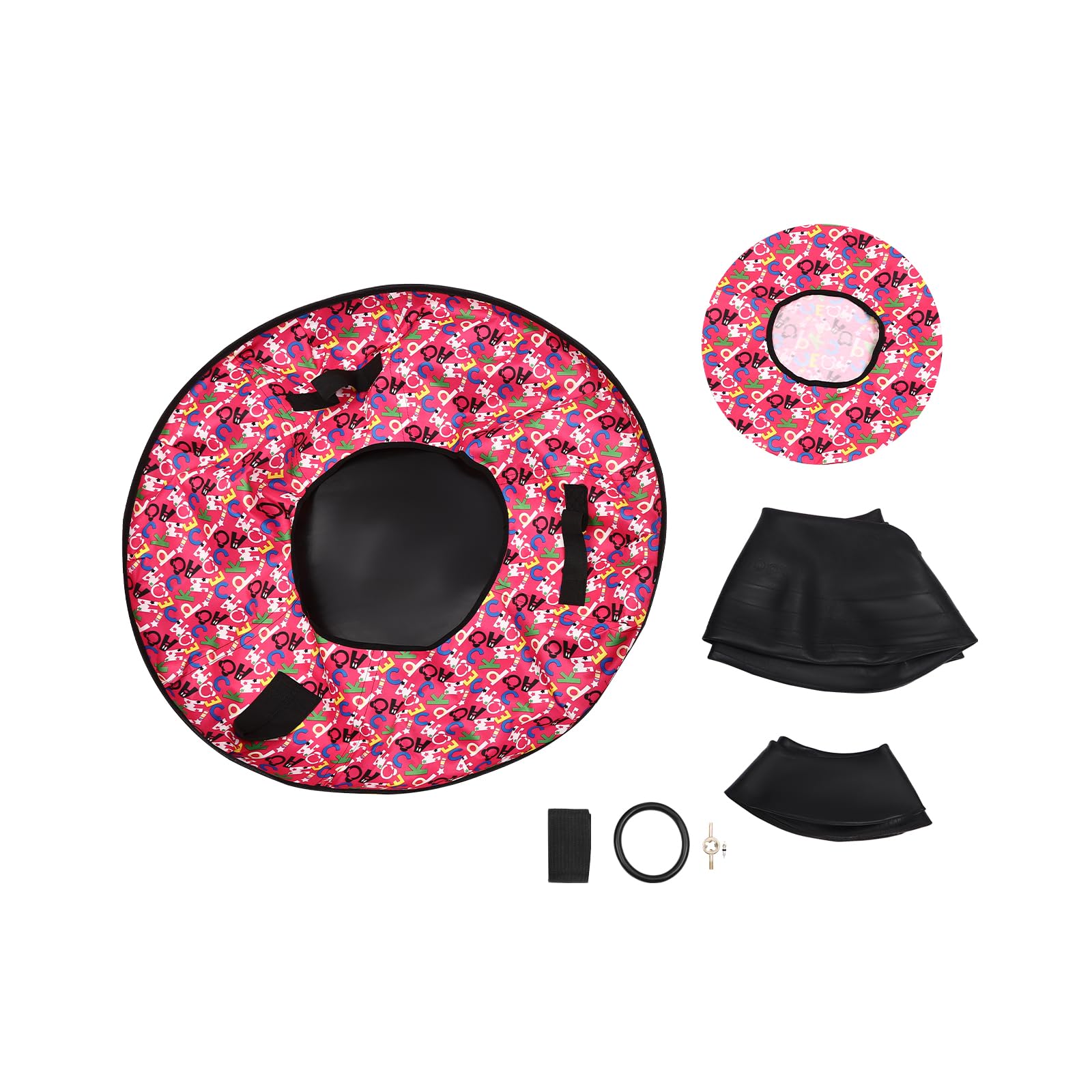 Oxford Cloth Inflatable Sledding Tube, Round Snow Tube with 2 Grippable Handles and Pull Loop, 35.43in Inflatable Sled for Kids and Adults, 198.4lbs Load-Bearing Capacity