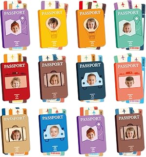 60pcs Passport Theme DIY Cutouts Passport Bulletin Board Decoration Set World Travel Paper Cut-Outs Classroom Decor for Boy Girl Classroom DIY Photo Craft Kindergarten School Wall Door Supplies