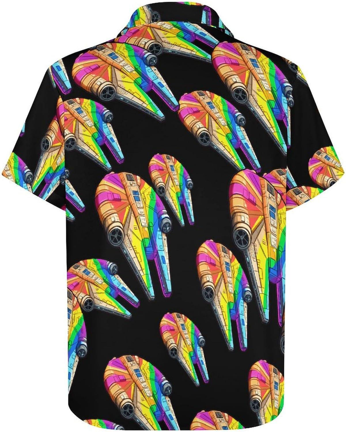 Star Wars Rainbow Millennium Falcon Hawaiian Shirt for Men Short Sleeve Beach Shirts Casual Beach Party Clothing Tops 4XL