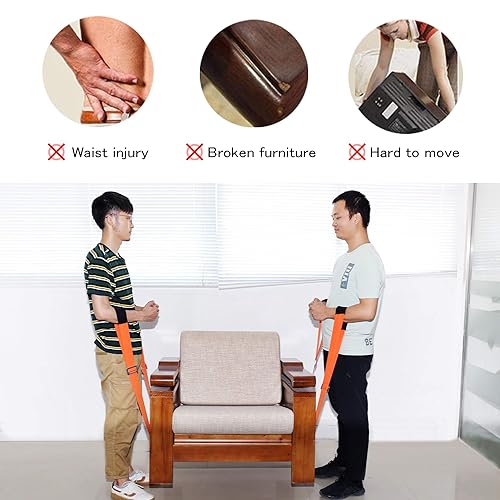 Miniatura 2 de HQQNUO Correas móviles, sistema de elevación y movimiento de hombros para 2 personas para electrodomésticos, muebles, colchones u objetos pesados de
