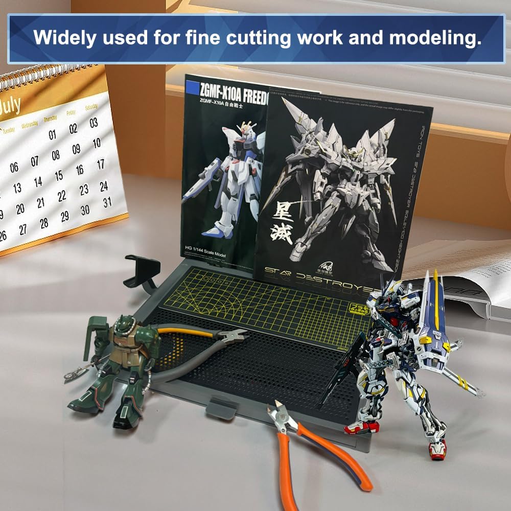 MWK-18 Model Assembly Gundam Model kitsTable Basic, Portable Model Building, Assembly, Cutting Worktable, Work Table with Movable Drawer, Dual Craft Cut Mat, Easy Folds for Storage