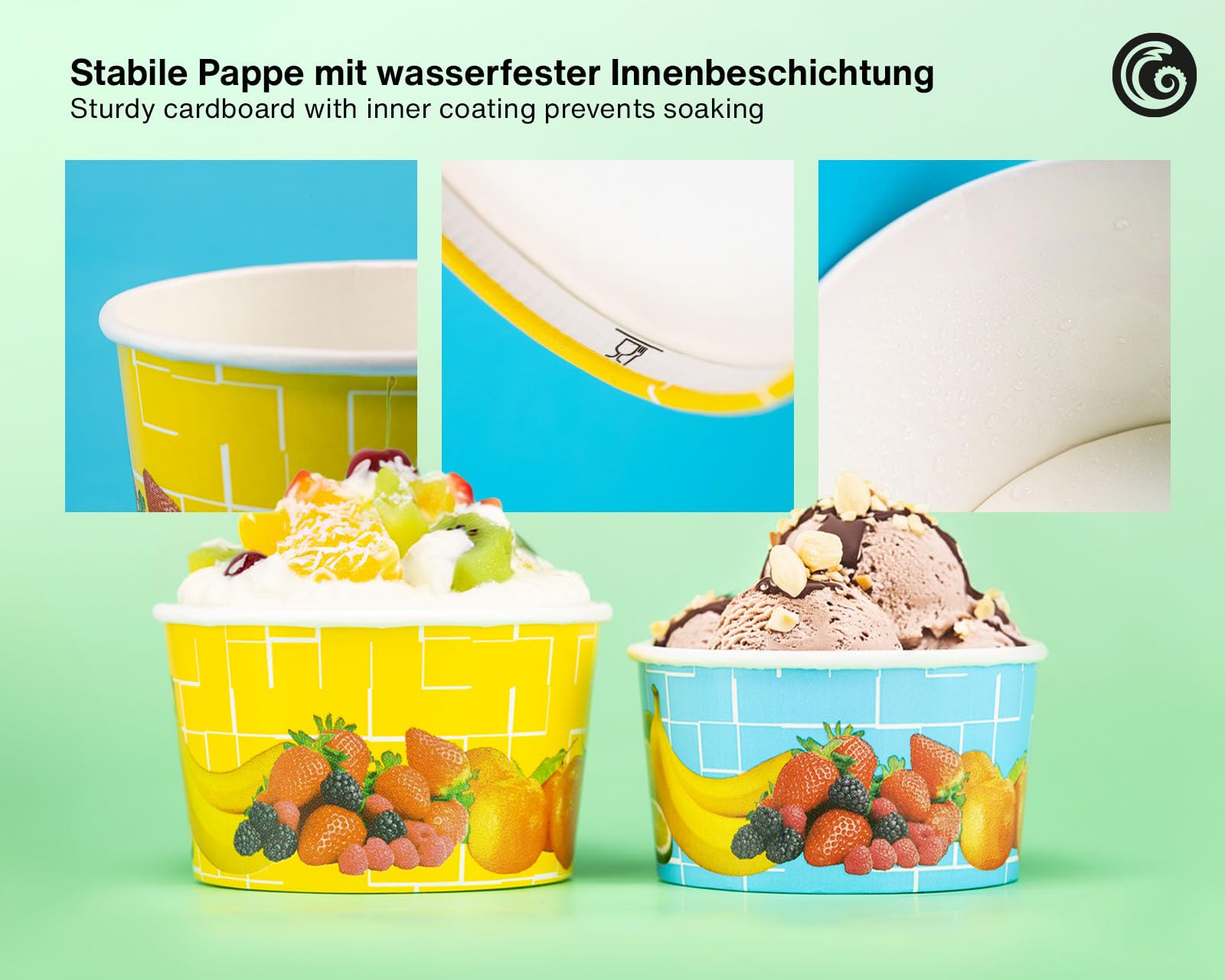 Octopus 200x coppe gelato di carta 260 ml