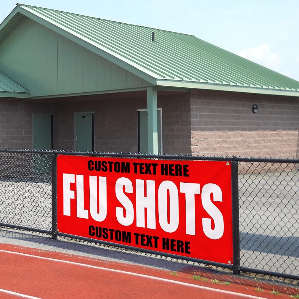 Custom Vinyl Banner Multiple Sizes Flu Shots Doctor Flu Shots Banners Outdoor Weatherproof Industrial Yard Signs 4 Grommets Personalized Text Here 24x36Inches