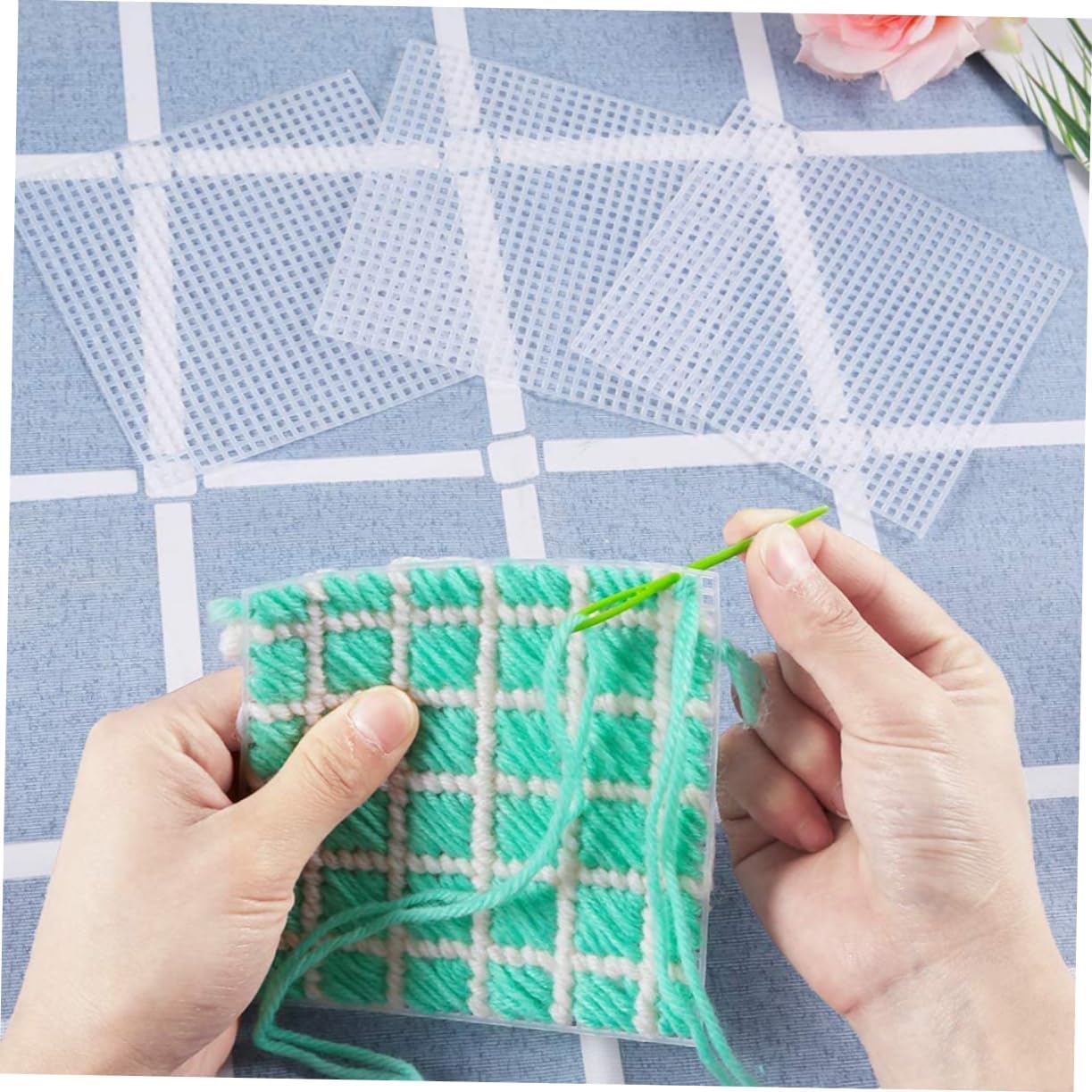 SHINEOFI 60pcs Square Plastic Canvas Sheets for Cross- and Embroidery Crafting Easy to Cut for Yarn Projects and White Color