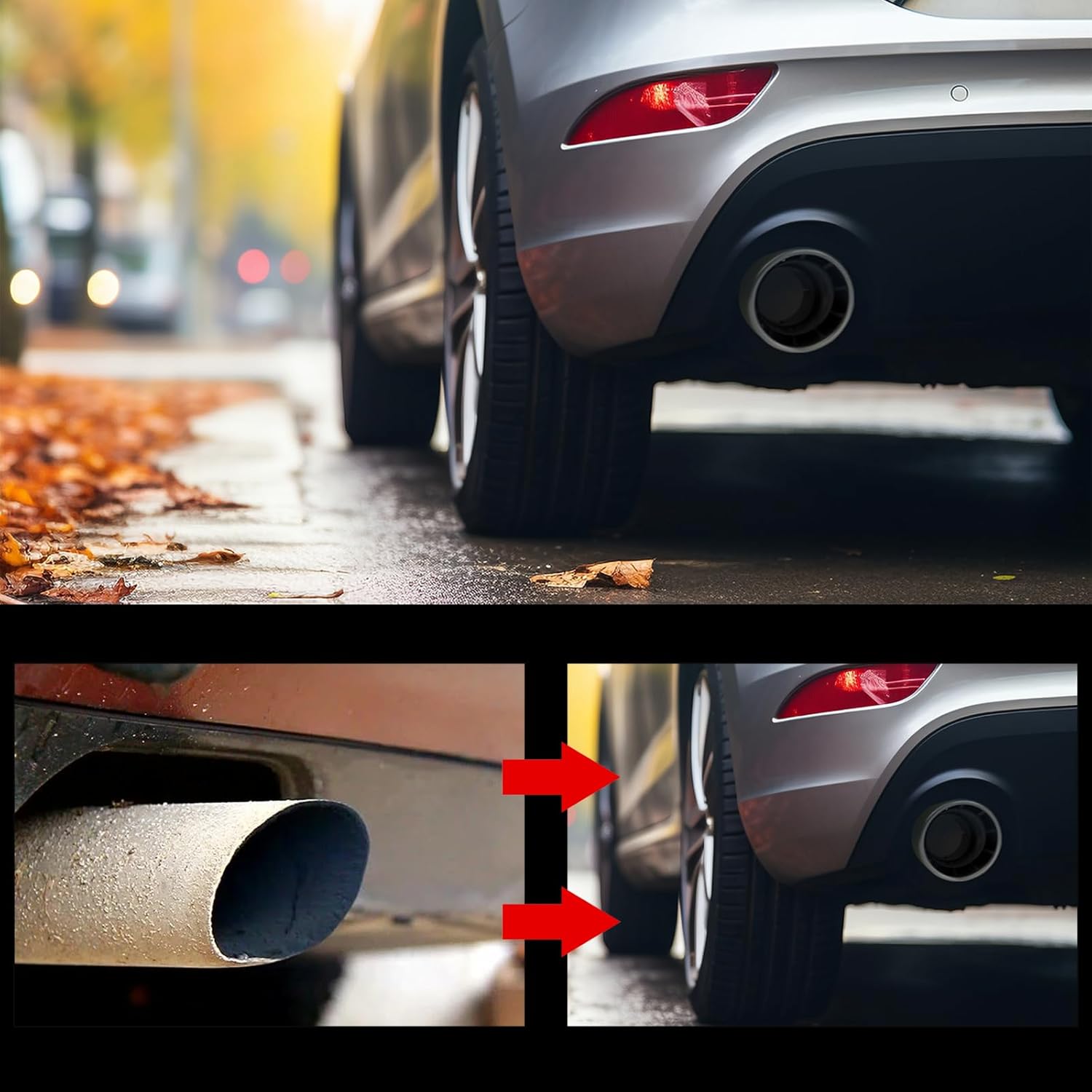 Vechkom Exhaust Tip 2.5" Inlet 4" Outlet 6.5" Overall Length Stainless Steel Bolt On Straight Silver Exhaust Tailpipe Protect