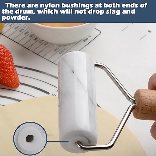 Miniatura 4 de Tianman Rodillo de pizza de mármol pequeño, rodillo de masa de mármol antiadherente tipo T, para hornear pasteles, tortillas, dulces, pizzas y otras