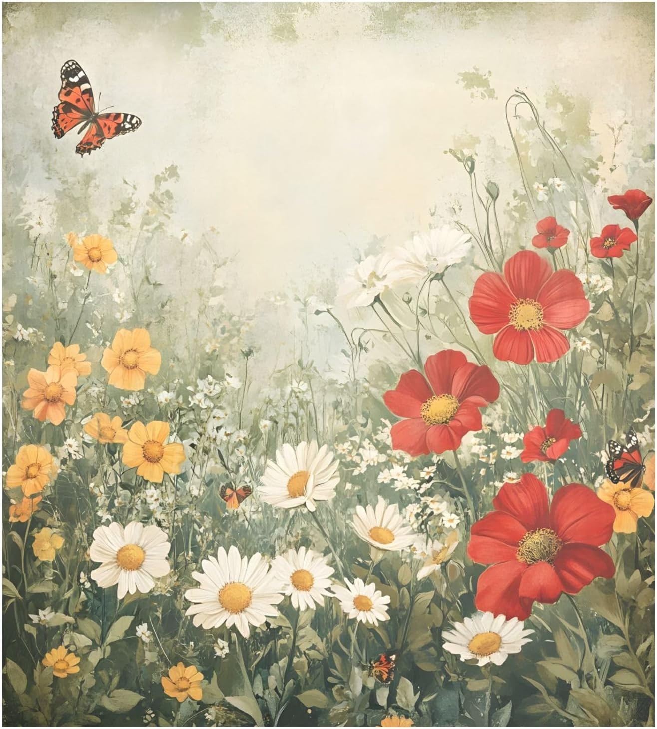 Vintage Spring Garden Dishwasher Magnet Cover, 23x26 Inch Decorative Front Dishwasher Cover Sticker, Home Decoration for Kitchen Appliances