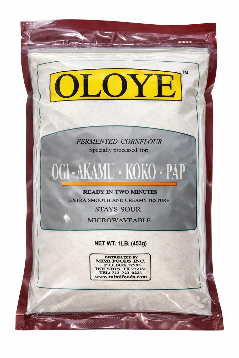 Oloye Fermented Cornflour for Ogi Akamu Koko Pap 1lb (453g) – Traditional African Fermented Corn Meal, Instant Smooth Pap Porridge Mix, Nigerian Breakfast Ogi Flour, Non-GMO Corn Flour for Baby Pap, Gluten Free African Food Pantry Staple