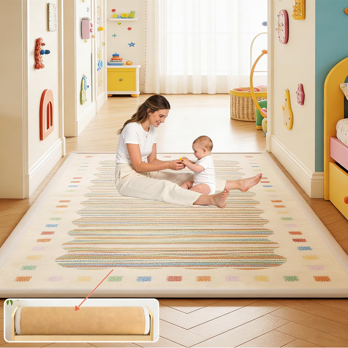 Tappeto Gioco Bambini Acolchado 2.5 cm Extra Spesso, Antiscivolo, Ideale per Pavimenti e Box Neonato, Palestra Neonati, Tappeto Tummy Time Neonati 120 x 120 cm