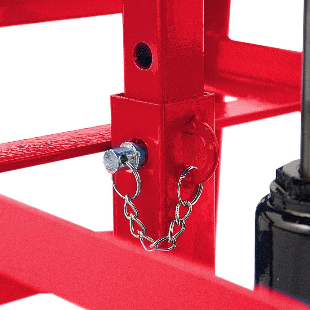 BITUXX® 2 Stück Auto PKW KFZ Auffahrrampen Set mit Wagenheber hydraulisch Höhenverstellbar Wartungsrampe Hebebühne Rampe Auffahrrampe Auffahrbock in Rot