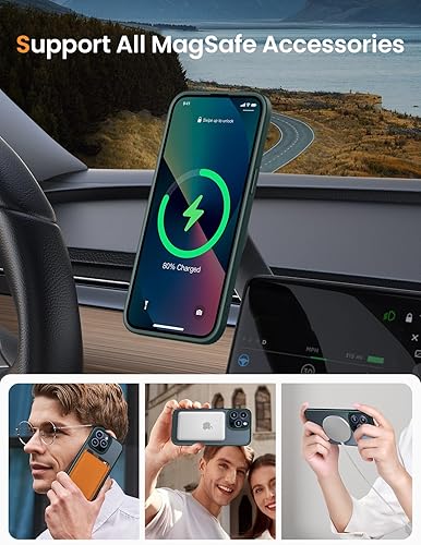 Miniatura 8 de Mgnaooi Funda magnética para iPhone 11 probada contra caídas de grado militar y compatible con MagSafe parte trasera translúcida mate, antihuellas,