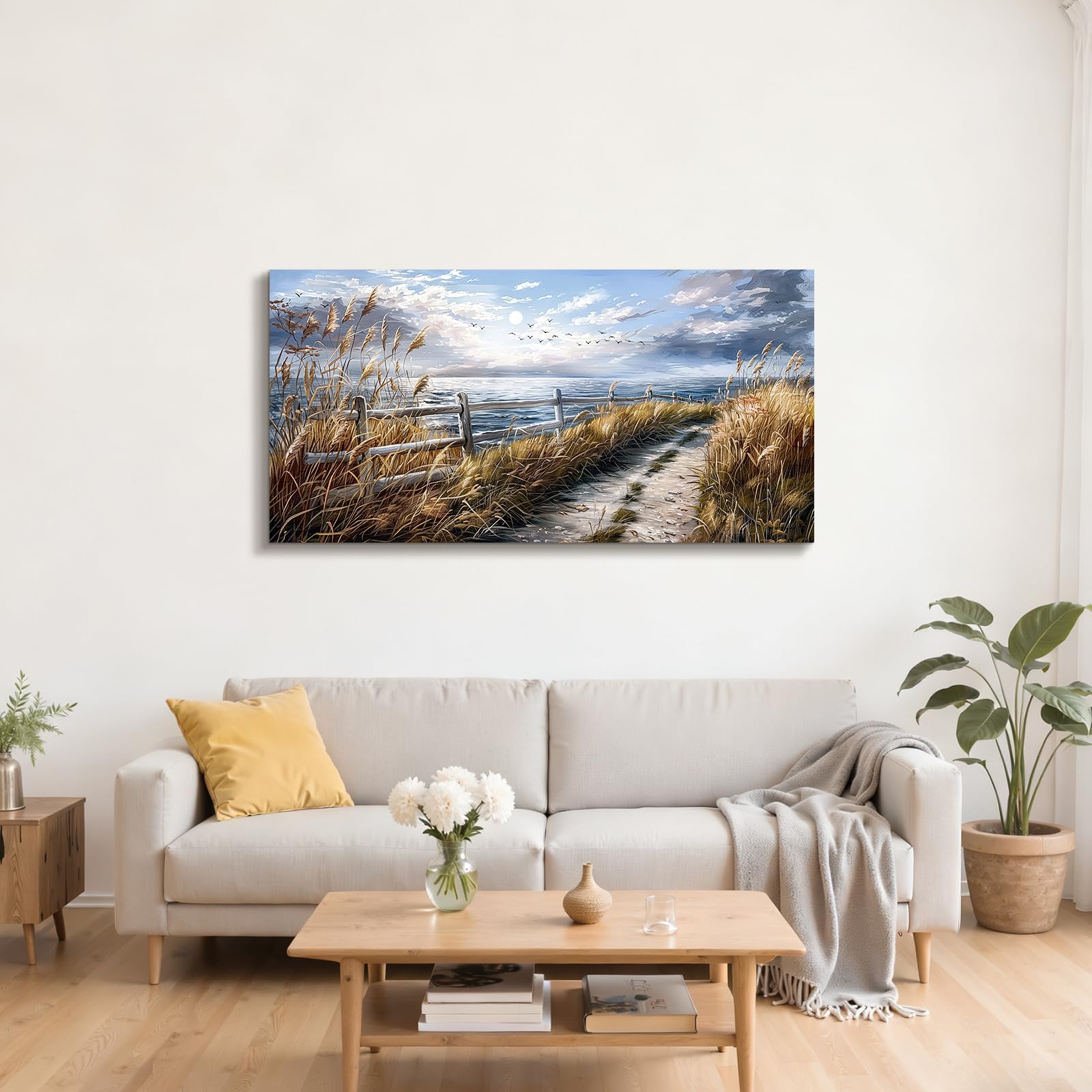 JHHUAMO Cuadros Decorativos Natural Mar Paisaje Salon Dormitorio 59x119 cm