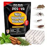 Mouse Repellent Pouches, Peppermint Cinnamon Cedarwood Oil Pest Repellent, Natural Rodent Spider Ant Roach Deterrent for Home Car RV Garage Basement Closet, Indoor Mice Repellent (12 Pack)