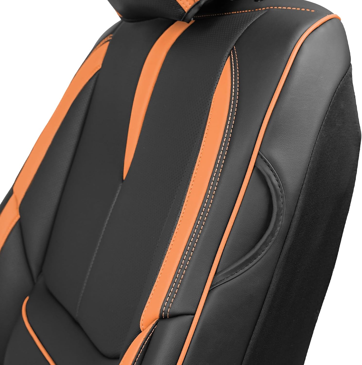 Front Seat Covers for Subaru Crosstrek 2016-2026, PU Leather Car Seat Protector, Anti-Slip Bucket Seat Covers, Waterproof Car Seat Cushions, Stylish Auto Interior Accessories (Black/Orange,2 Seat)