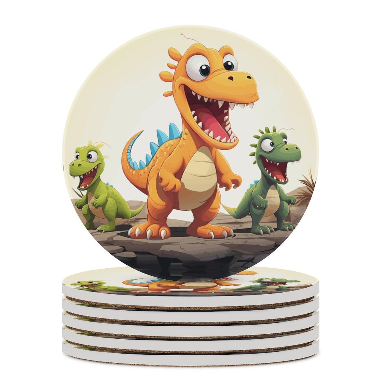 Dessous de verre en céramique absorbante style dinosaure pour table basse