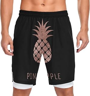 Pantalones cortos de piña de color rosa dorado con bolsillo para hombre