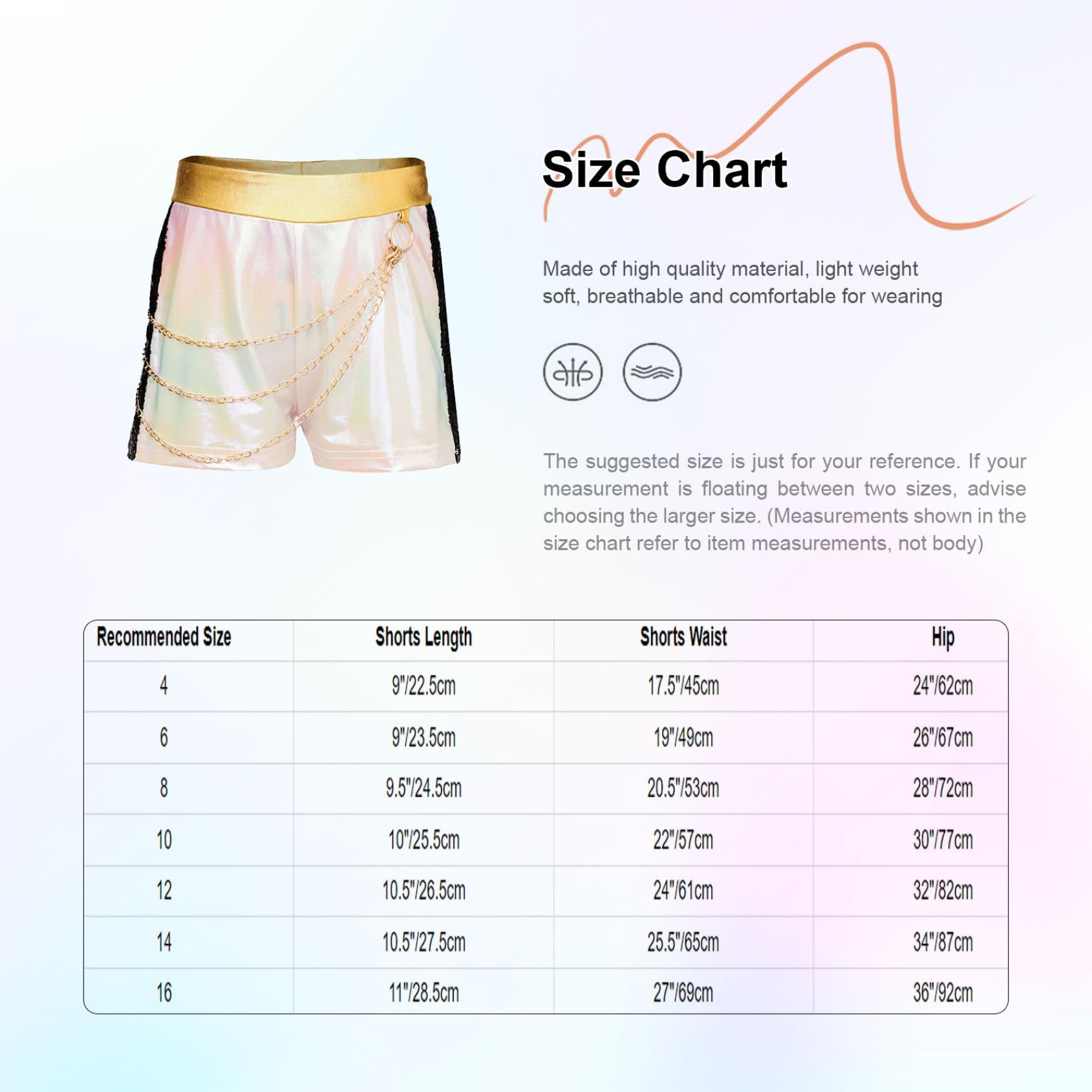 Culottes de Danse Enfant Fille Costume de Chanteuse Shorts Paillettes Chaînes Tenue Performance de Scène