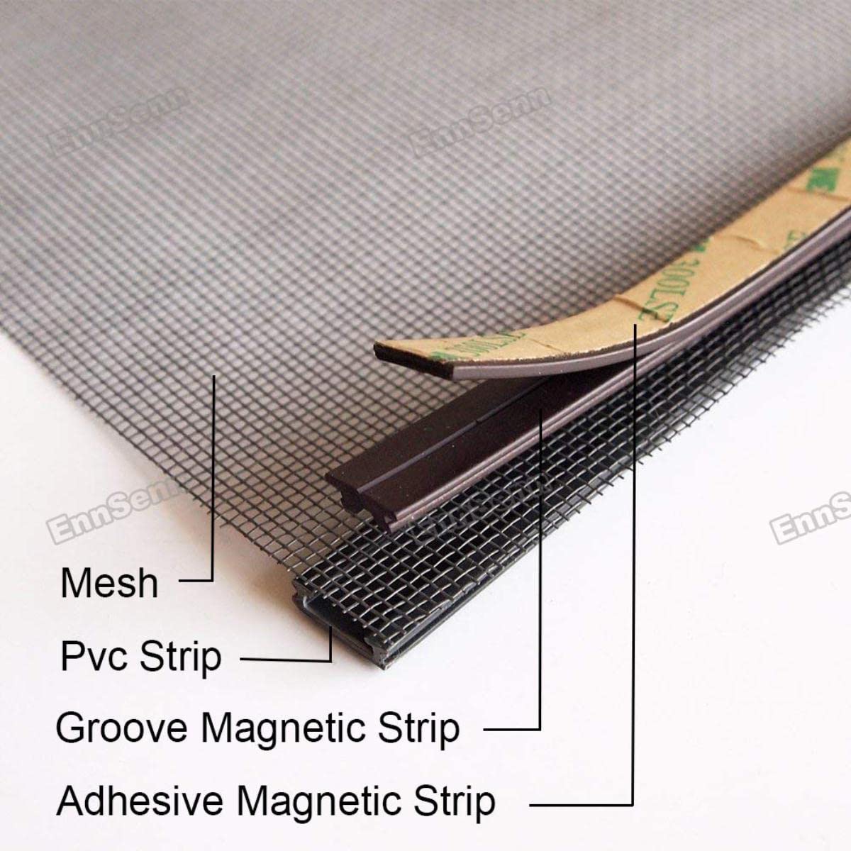 Verstellbares magnetisches Fenstergitter für Fenster, Anti-Moskitonetz Mesh mit Vollrahmen, abnehmbar, waschbar, mit einfacher DIY-Installation, B 110 x H 55 cm, schwarzes Netz, weißer Rahmen