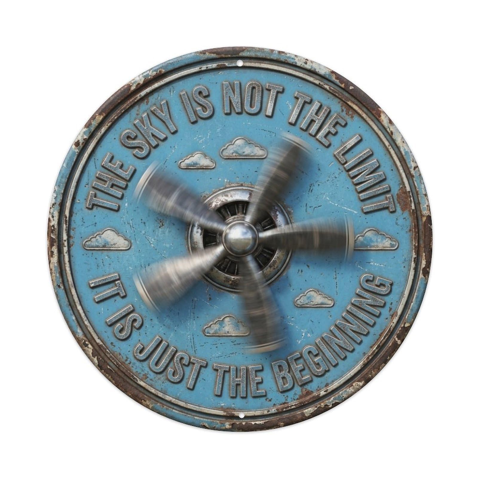 Propeller Wing Flight Office Vintage Metal Tin Sign Plaque Wall Decor for Cafe, Club Bar, Office, Garden Metal Poster 8x8Inch