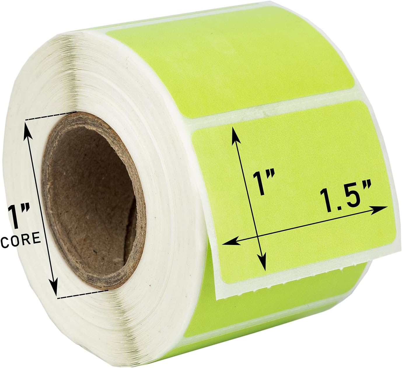 HOUSELABELS 1.5" x 1" Green Multipurpose Labels on 1" Core Compatible with Zebra and Rollo Printers, 30 Rolls / 520 Labels per Roll