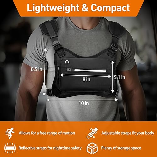 Miniatura 5 de Bolsa de pecho resistente al agua, bolsa ligera con tira reflectante, soporte para teléfono integrado y almacenamiento adicional, chaleco para
