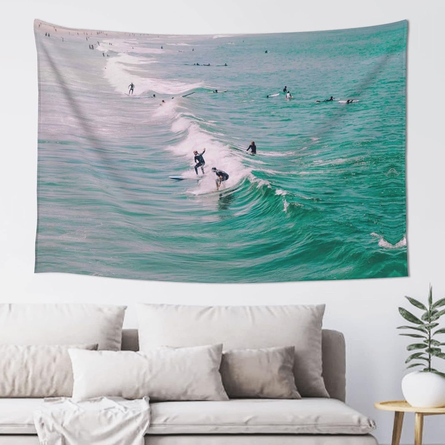 PUOJIEAT Gobelin ścienny surfing wiszący ocean 3D gobeliny dekoracje ścienne tkanina z mikrofibry do domu salon sypialnia 240x260 cm 1032-GT