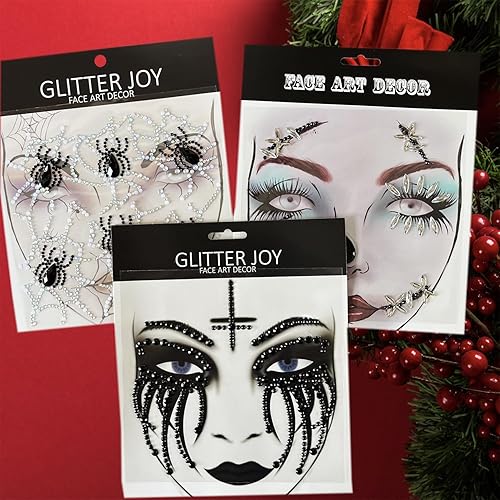 Miniatura 6 de Calcomanías para el Día de la Muerte, tatuajes faciales de payaso, tatuajes faciales para mujeres, paquete de 6