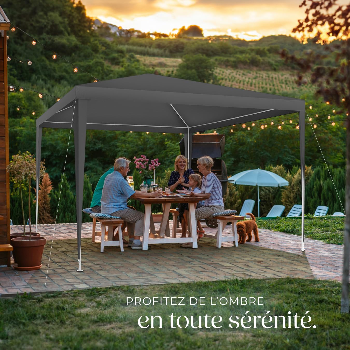 tectake® Tonnelle de Jardin Exterieur Tente de Reception 3x3m Protection UV 30+ Barnum Chapiteau Gazebo Pavillon de Jardin résistant à l'eau, Cadre Solide en Acier époxy