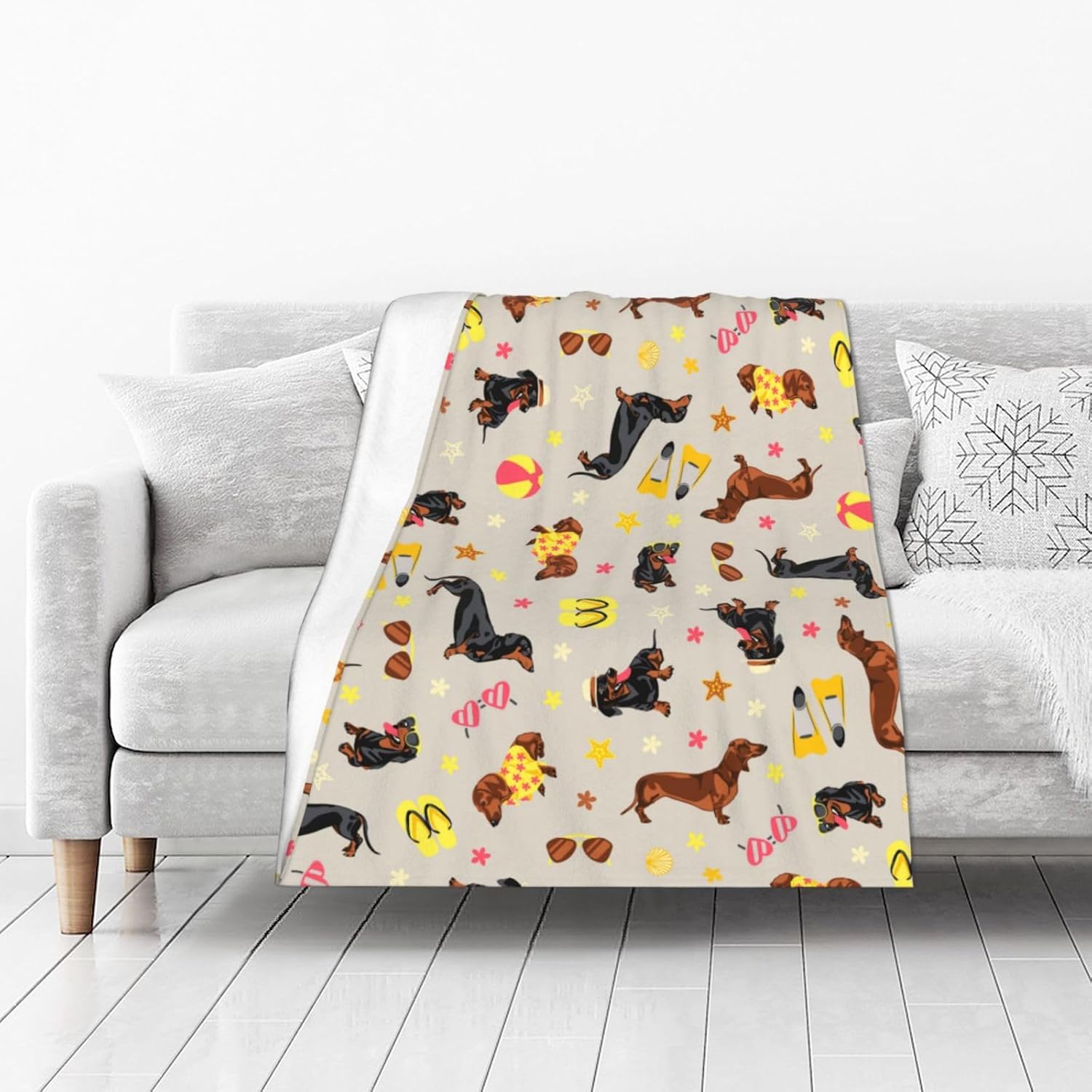 Dachshund Dog Star Fun Blanket, Soft Blankets Flannel Bed Throw Cozy Lightweight Plush Gifts for Kids Boys Girls Women Men Sofa Couch Bedroom Living Rooms Warm All Season, Home Decor, Small 50"x40" - Image 4