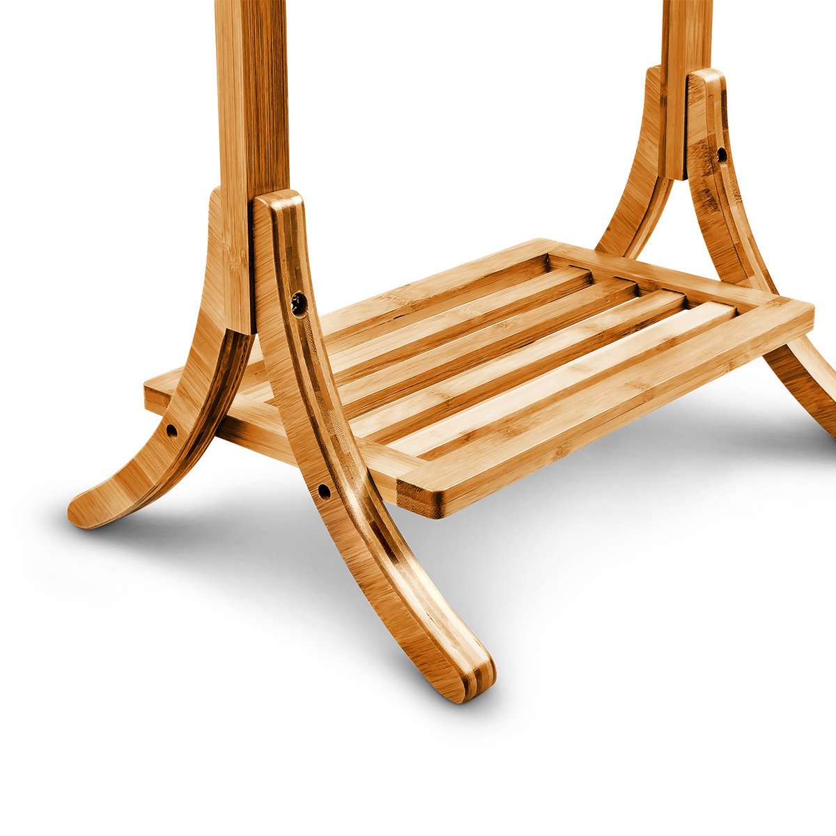 Relaxdays Portasciugamani da Terra, bambù, 3 Barre e 1 Ripiano, HxLxP: 105 x 40 x 27 cm, Appendi Abiti, Colore Naturale