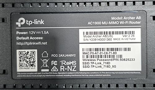 Miniatura 7 de TP-Link AC1900 Router WiFi inteligente (Archer A8) - Router inalámbrico MU-MIMO de alta velocidad, enrutador de doble banda para Internet