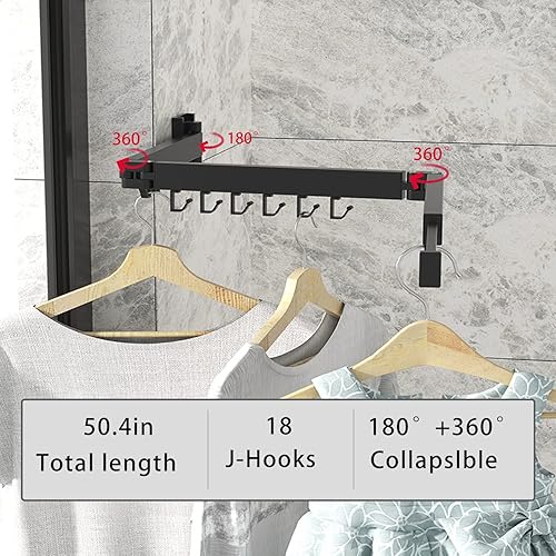 Miniatura 10 de Tendedero retráctil para ropa sucia, para colgar ropa, para colgar en la pared, plegable en interiores, estante de secado, ahorrador de espacio,